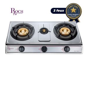 Plaque à gaz Roch RGC-TT302-C 3 foyers gris pour cuisine domestique