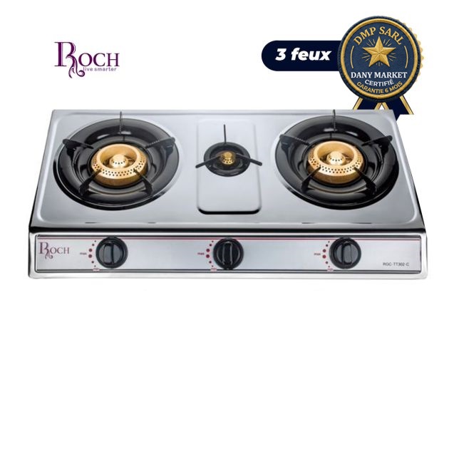 Plaque à gaz Roch RGC-TT302-C 3 foyers gris pour cuisine domestique
