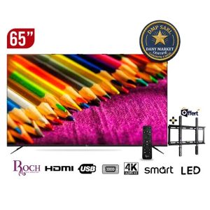 Smart TV ROCH 65 pouces RH-LE65DA-B 4K UHD – Image ultra haute définition et support mural offert