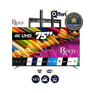 Smart TV ROCH 75 pouces RH-LE75-DSA 4K UHD – Écran géant ultra haute définition avec support mural offert